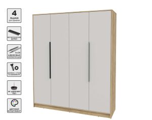 ШКАФ РАСПАШНОЙ КТ-Ш4 (ДУБ ЗОЛОТОЙ ЛДСП/ ПЕРСИДСКИЙ ЖЕМЧУГ ЛДСП) Ш1800 В2128 Г547