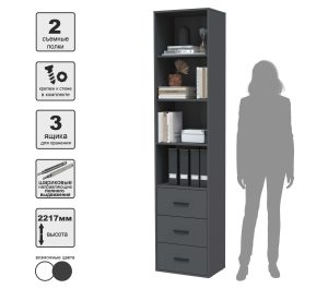 ШКАФ SKILL-24 (АНТРАЦИТ) Ш509 В2217 Г355