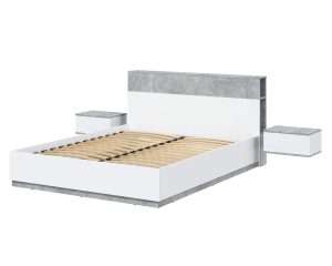 НАБОР МЕБЕЛИ ДЛЯ СПАЛЬНИ QUARTZ-16 Ш2666 В943 Г2216 (БЕЛЫЙ ПЛАТИНУМ/ БЕТОН)