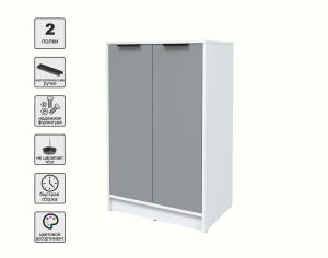 ТУМБА КТ-Т64 (БЕЛЫЙ ЛДСП/ СЕРЕБРО ЛДСП) Ш636 В1020 Г451