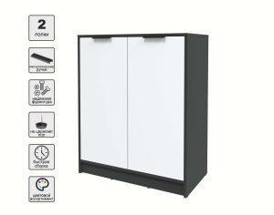 ТУМБА КТ-Т84 (АНТРАЦИТ ЛДСП/ БЕЛЫЙ ПЛАТИНУМ ЛДСП) Ш836 В1020 Г451