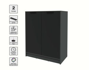 ТУМБА КТ-Т84 (АНТРАЦИТ ЛДСП/ ЧЕРНЫЙ ЛДСП) Ш836 В1020 Г451