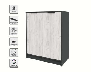 ТУМБА КТ-Т84 (АНТРАЦИТ ЛДСП/ ДУБ БЕЛЫЙ ЛДСП) Ш836 В1020 Г451