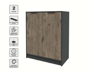 ТУМБА КТ-Т84 (АНТРАЦИТ ЛДСП/ ДУБ ВЕЛЛИНГТОН ЛДСП) Ш836 В1020 Г451