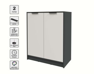 ТУМБА КТ-Т84 (АНТРАЦИТ ЛДСП/ ПЕРСИДСКИЙ ЖЕМЧУГ ЛДСП) Ш836 В1020 Г451