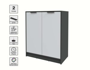 ТУМБА КТ-Т84 (АНТРАЦИТ ЛДСП/ СЕРЫЙ ЛДСП) Ш836 В1020 Г451