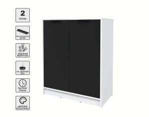 ТУМБА КТ-Т84 (БЕЛЫЙ ЛДСП/ ЧЕРНЫЙ ЛДСП) Ш836 В1020 Г451