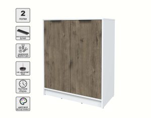 ТУМБА КТ-Т84 (БЕЛЫЙ ЛДСП/ ДУБ ВЕЛЛИНГТОН ЛДСП) Ш836 В1020 Г451