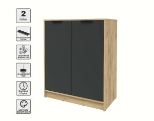 ТУМБА КТ-Т84 (ДУБ ЗОЛОТОЙ ЛДСП/ АНТРАЦИТ ЛДСП) Ш836 В1020 Г451