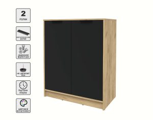 ТУМБА КТ-Т84 (ДУБ ЗОЛОТОЙ ЛДСП/ ЧЕРНЫЙ ЛДСП) Ш836 В1020 Г451