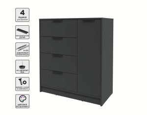 ТУМБА КТ-Т90 (АНТРАЦИТ ЛДСП/ АНТРАЦИТ ЛДСП) Ш900 В1020 Г451