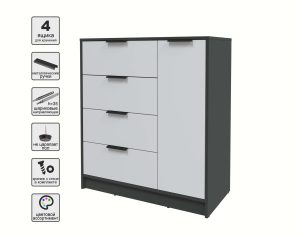 ТУМБА КТ-Т90 (АНТРАЦИТ ЛДСП/ СЕРЫЙ ЛДСП) Ш900 В1020 Г451