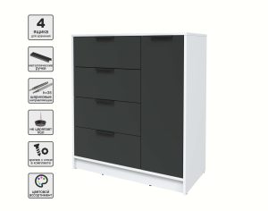 ТУМБА КТ-Т90 (БЕЛЫЙ ЛДСП/ АНТРАЦИТ ЛДСП) Ш900 В1020 Г451