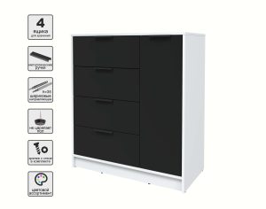 ТУМБА КТ-Т90 (БЕЛЫЙ ЛДСП/ ЧЕРНЫЙ ЛДСП) Ш900 В1020 Г451