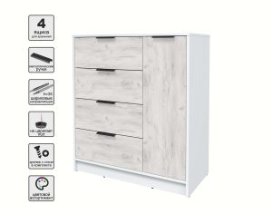 ТУМБА КТ-Т90 (БЕЛЫЙ ЛДСП/ ДУБ БЕЛЫЙ ЛДСП) Ш900 В1020 Г451