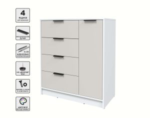 ТУМБА КТ-Т90 (БЕЛЫЙ ЛДСП/ ПЕРСИДСКИЙ ЖЕМЧУГ ЛДСП) Ш900 В1020 Г451