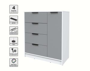 ТУМБА КТ-Т90 (БЕЛЫЙ ЛДСП/ СЕРЕБРО ЛДСП) Ш900 В1020 Г451