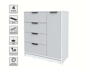 ТУМБА КТ-Т90 (БЕЛЫЙ ЛДСП/ СЕРЫЙ ЛДСП) Ш900 В1020 Г451