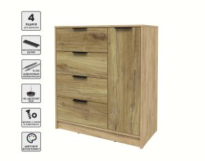 ТУМБА КТ-Т90 (ДУБ ЗОЛОТОЙ ЛДСП/ ДУБ НОКС ЛДСП) Ш900 В1020 Г451