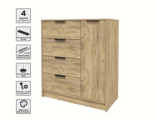 ТУМБА КТ-Т90 (ДУБ ЗОЛОТОЙ ЛДСП/ ДУБ ЗОЛОТОЙ ЛДСП) Ш900 В1020 Г451