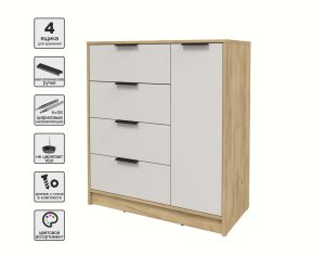 ТУМБА КТ-Т90 (ДУБ ЗОЛОТОЙ ЛДСП/ ПЕРСИДСКИЙ ЖЕМЧУГ ЛДСП) Ш900 В1020 Г451