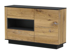 ТУМБА QZ-Т1Д2Ш (ДУБ НОКС/ ЧЕРНЫЙ) Ш1400 В900 Г396