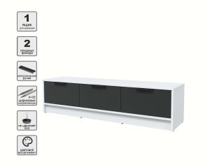 ТУМБА КТ-ТВ3-35 (БЕЛЫЙ ЛДСП/ АНТРАЦИТ ЛДСП) Ш1360 В348 Г355