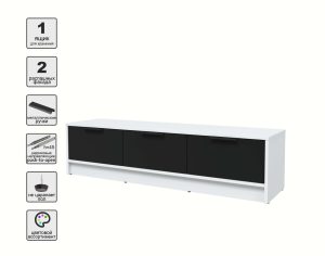 ТУМБА КТ-ТВ3-35 (БЕЛЫЙ ЛДСП/ ЧЕРНЫЙ ЛДСП) Ш1360 В348 Г355