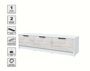 ТУМБА КТ-ТВ3-35 (БЕЛЫЙ ЛДСП/ ДУБ БЕЛЫЙ ЛДСП) Ш1360 В348 Г355