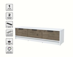 ТУМБА КТ-ТВ3-35 (БЕЛЫЙ ЛДСП/ ДУБ ВЕЛЛИНГТОН ЛДСП) Ш1360 В348 Г355