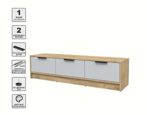 ТУМБА КТ-ТВ3-35 (ДУБ ЗОЛОТОЙ ЛДСП/ СЕРЫЙ ЛДСП) Ш1360 В348 Г355