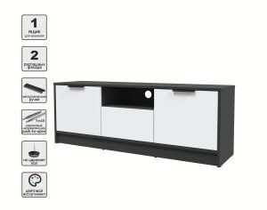 ТУМБА КТ-ТВ3-50 (АНТРАЦИТ ЛДСП/ БЕЛЫЙ ПЛАТИНУМ ЛДСП) Ш1360 В495 Г355