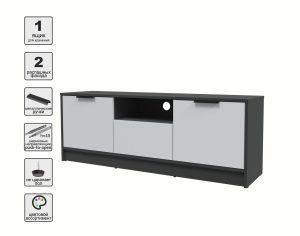 ТУМБА КТ-ТВ3-50 (АНТРАЦИТ ЛДСП/ СЕРЫЙ ЛДСП) Ш1360 В495 Г355