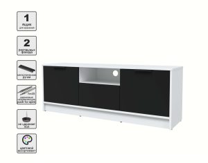 ТУМБА КТ-ТВ3-50 (БЕЛЫЙ ЛДСП/ ЧЕРНЫЙ ЛДСП) Ш1360 В495 Г355