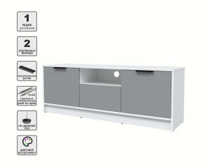 ТУМБА КТ-ТВ3-50 (БЕЛЫЙ ЛДСП/ СЕРЕБРО ЛДСП) Ш1360 В495 Г355