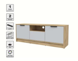 ТУМБА КТ-ТВ3-50 (ДУБ ЗОЛОТОЙ ЛДСП/ СЕРЫЙ ЛДСП) Ш1360 В495 Г355