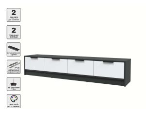 ТУМБА КТ-ТВ4-35 (АНТРАЦИТ ЛДСП/ БЕЛЫЙ ПЛАТИНУМ ЛДСП) Ш1800 В348 Г355