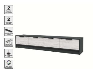 ТУМБА КТ-ТВ4-35 (АНТРАЦИТ ЛДСП/ ДУБ БЕЛЫЙ ЛДСП) Ш1800 В348 Г355