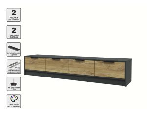 ТУМБА КТ-ТВ4-35 (АНТРАЦИТ ЛДСП/ ДУБ НОКС ЛДСП) Ш1800 В348 Г355