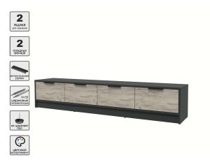 ТУМБА КТ-ТВ4-35 (АНТРАЦИТ ЛДСП/ ДУБ СЕРЫЙ ЛДСП) Ш1800 В348 Г355