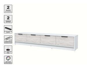 ТУМБА КТ-ТВ4-35 (БЕЛЫЙ ЛДСП/ ДУБ БЕЛЫЙ ЛДСП) Ш1800 В348 Г355