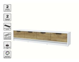 ТУМБА КТ-ТВ4-35 (БЕЛЫЙ ЛДСП/ ДУБ НОКС ЛДСП) Ш1800 В348 Г355