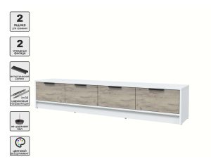 ТУМБА КТ-ТВ4-35 (БЕЛЫЙ ЛДСП/ ДУБ СЕРЫЙ ЛДСП) Ш1800 В348 Г355