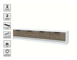 ТУМБА КТ-ТВ4-35 (БЕЛЫЙ ЛДСП/ ДУБ ВЕЛЛИНГТОН ЛДСП) Ш1800 В348 Г355