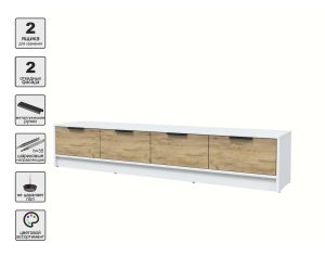 ТУМБА КТ-ТВ4-35 (БЕЛЫЙ ЛДСП/ ДУБ ЗОЛОТОЙ ЛДСП) Ш1800 В348 Г355