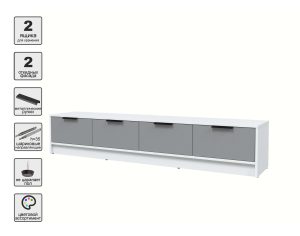 ТУМБА КТ-ТВ4-35 (БЕЛЫЙ ЛДСП/ СЕРЕБРО ЛДСП) Ш1800 В348 Г355