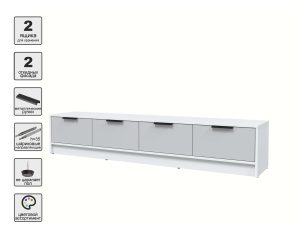 ТУМБА КТ-ТВ4-35 (БЕЛЫЙ ЛДСП/ СЕРЫЙ ЛДСП) Ш1800 В348 Г355