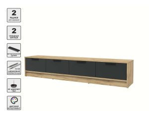 ТУМБА КТ-ТВ4-35 (ДУБ ЗОЛОТОЙ ЛДСП/ АНТРАЦИТ ЛДСП) Ш1800 В348 Г355