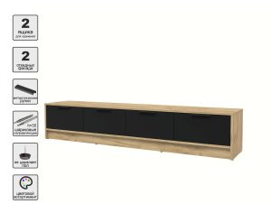 ТУМБА КТ-ТВ4-35 (ДУБ ЗОЛОТОЙ ЛДСП/ ЧЕРНЫЙ ЛДСП) Ш1800 В348 Г355