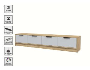 ТУМБА КТ-ТВ4-35 (ДУБ ЗОЛОТОЙ ЛДСП/ СЕРЫЙ ЛДСП) Ш1800 В348 Г355